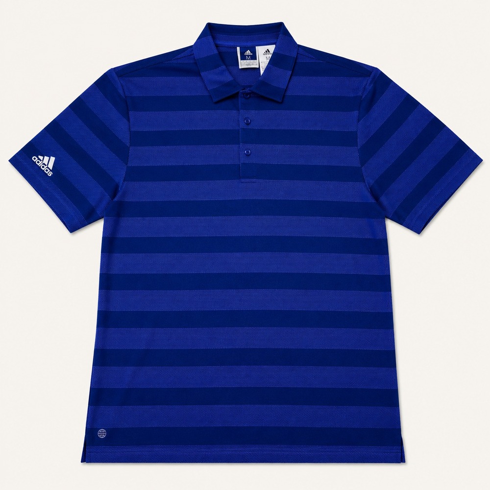 Adidas Golf Polo Shirt Mens Medium Purple Striped Performance NWT Golf
